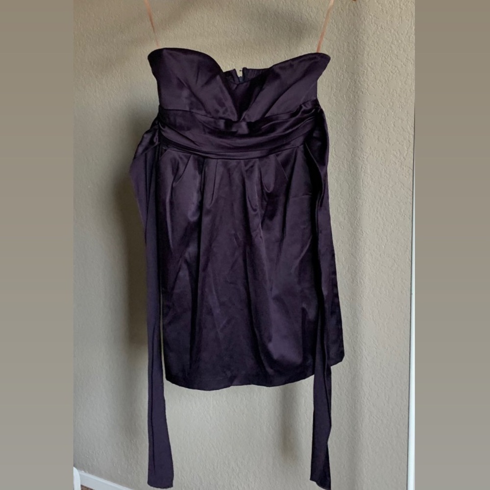 Purple strapless mini dress